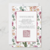 Elegant Blush Pink Floral QR Quinceañera Einladung (Rückseite)