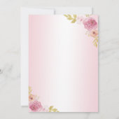 Elegant Blush Pink Floral Quinceañera Einladung (Rückseite)