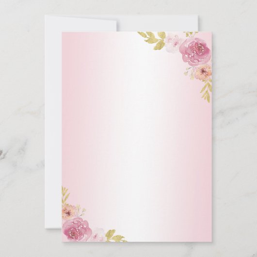 Elegant Blush Pink Floral Quinceañera Einladung (Rückseite)