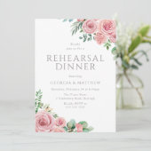 Elegant Blush Pink Floral Rehearsal Dinner Einladung (Stehend Vorderseite)