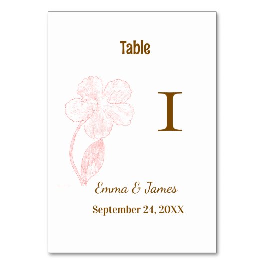 Elegant Blush Pink Floral  Tischnummer (Vorderseite)