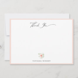 Elegant Blush Pink Floral Vielen Dank Mitteilungskarte