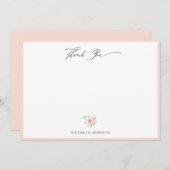 Elegant Blush Pink Floral Vielen Dank Mitteilungskarte (Vorne/Hinten)