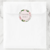 Elegant Blush Pink Floral Vielen Dank Runder Aufkleber (Tasche)