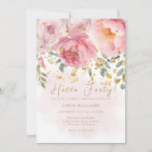 Elegant Blush Pink Floral Wasserfarbe 40. Geburtst Einladung (Vorderseite)