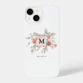 Elegant Blush Pink FloralMonogram iPhone Hülle (Rückseite)