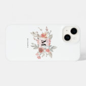 Elegant Blush Pink FloralMonogram iPhone Hülle (Rückseite (Horizontal))