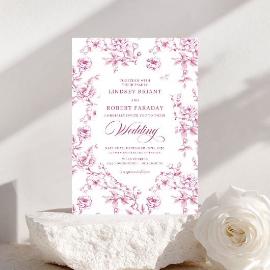Elegant Blush Pink French Rose Wedding Invitation Einladung
