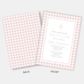 Elegant Blush Pink Gingham Girl Baptism Einladung