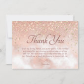 Elegant Blush Pink Glitzer Sparkle Script Danke (Vorderseite)