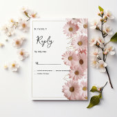 Elegant blush pink gold daisy floral RSVP Einladung