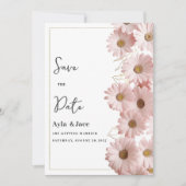 Elegant blush pink gold daisy floral Save the Date Einladung (Vorderseite)