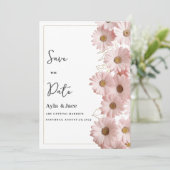 Elegant blush pink gold daisy floral Save the Date Einladung (Stehend Vorderseite)