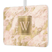 Elegant Blush Pink Gold Marble Monogram Autolufterfrischer (Links)