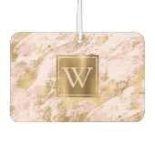 Elegant Blush Pink Gold Marble Monogram Autolufterfrischer (Vorderseite)