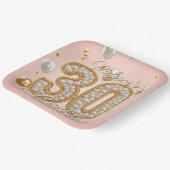 Elegant Blush Pink Gold Pearl Mosaik 30. Geburtsta Pappteller (Gewinkelt)