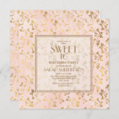 Elegant Blush Pink Gold Sweet 16 Einladung (Vorne/Hinten)