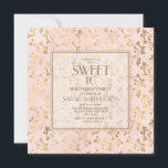 Elegant Blush Pink Gold Sweet 16 Einladung<br><div class="desc">Elegant und elegant mit einem Vintagen Look,  rot rosa und glitzerndem Gold Sweet 16 Geburtstagsfeier Einladung.</div>
