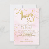 Elegant Blush Pink & Gold Sweet 16 Thank You Card Dankeskarte (Vorderseite)