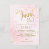 Elegant Blush Pink & Gold Sweet 16 Thank You Card Dankeskarte (Vorne/Hinten)