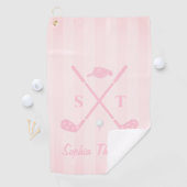 Elegant Blush Pink Golf Club Bows Stripes Custom Golfhandtuch (Insitu)
