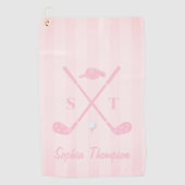 Elegant Blush Pink Golf Club Bows Stripes Custom Golfhandtuch (Vorderseite)
