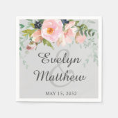 Elegant Blush Pink & Gray Bouquet Wedding N Serviette (Vorderseite)