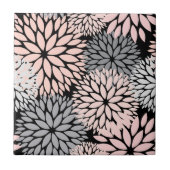 Elegant Blush Pink Gray Dahlia Floral Fliese (Vorderseite)