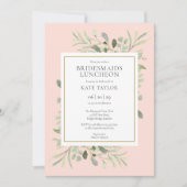 Elegant Blush Pink Greenery Bridesmaids Einladung (Vorderseite)