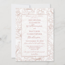 Elegant Blush Pink Hand-Drawn Floral Wedding Invi Einladung