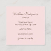 Elegant Blush Pink Mocha Script 3 Photo Lashes Quadratische Visitenkarte (Rückseite)