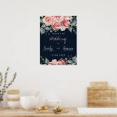 Elegant Blush Pink Navy Script Hochzeit Poster (Küche)