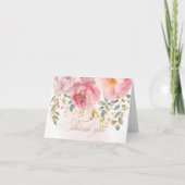 Elegant Blush Pink Peonies Floral Danke Karte (Vorderseite)
