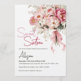 Elegant Blush Pink Peony Floral Sweet Sixteen Einladung