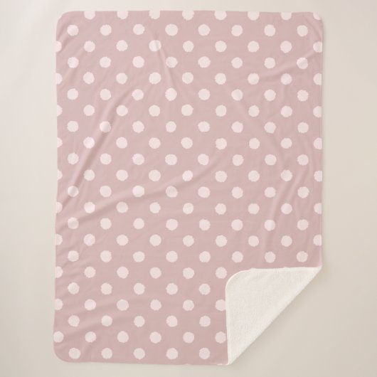 Elegant Blush Pink Polka Dot Sherpadecke (Vorderseite)