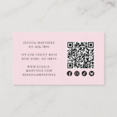 Elegant Blush Pink QR Code Social Photo Makeup Visitenkarte (Rückseite)