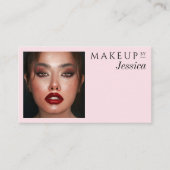 Elegant Blush Pink QR Code Social Photo Makeup Visitenkarte (Vorderseite)