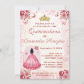 Elegant Blush Pink Quinceñera Einladung 15 Anos (Vorderseite)