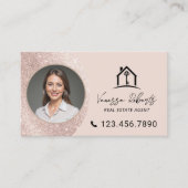 Elegant Blush Pink Real Estate Agent Photo Visitenkarte (Vorderseite)