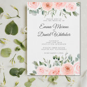 Elegant Blush Pink Rose and Sage Green Wedding Einladung