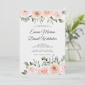 Elegant Blush Pink Rose and Sage Green Wedding Einladung (Stehend Vorderseite)