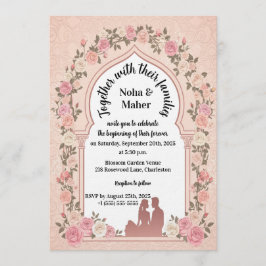 Elegant Blush Pink Rose Arch Photo Wedding Einladung