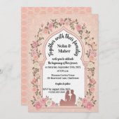 Elegant Blush Pink Rose Arch Photo Wedding Einladung (Vorne/Hinten)