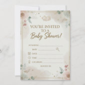 Elegant Blush Pink Rose Floral Wreath Baby Shower  Save The Date (Vorderseite)