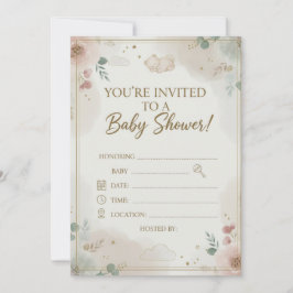 Elegant Blush Pink Rose Floral Wreath Baby Shower  Save The Date