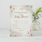 Elegant Blush Pink Rose Floral Wreath Baby Shower  Save The Date (Stehend Vorderseite)