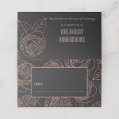 ELEGANT BLUSH PINK ROSE GOLD BLACK FLORAL WEDD PLATZKARTE (Außenseite Aufgefaltet)