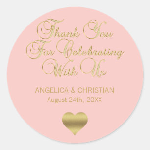 Elegant Blush Pink Rose Gold Vielen Dank für Ihre  Runder Aufkleber