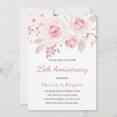 Elegant Blush Pink Roses 25. Hochzeitstag Einladung (Vorderseite)