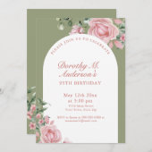 Elegant Blush Pink Roses 95th Birthday Party Einladung (Vorne/Hinten)